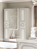 Aida 6 Piece Queen Panel Bedroom Set In White - Silver - Aidabedqswhite - 6Set | ESF | Home Elegance USA
