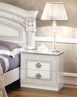 Aida 6 Piece Queen Panel Bedroom Set In White - Silver - Aidabedqswhite - 6Set | ESF | Home Elegance USA