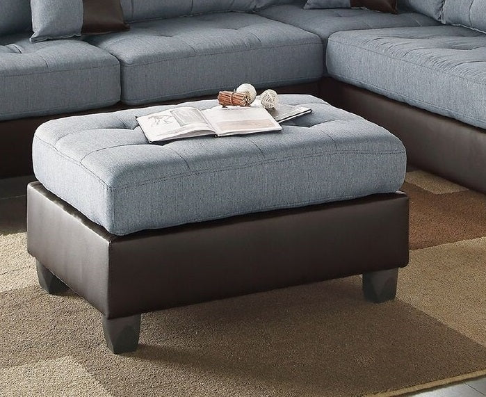 Contemporary Sectional Sofa Grey Polyfiber Linen Like Fabric Cushion Tufted Reversible 3pc Sectional Sofa L/R Chaise Ottoman Living Room Furniture Pillows - Home Elegance USA