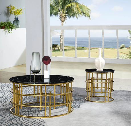 Talia Modern Style Marble End Table With Metal Base | Cosmos