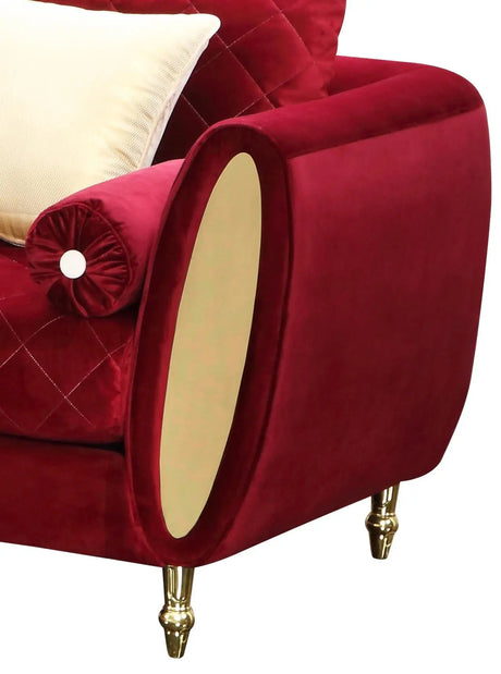 Ruby Modern Style Red Chair With Gold Finish | Cosmos