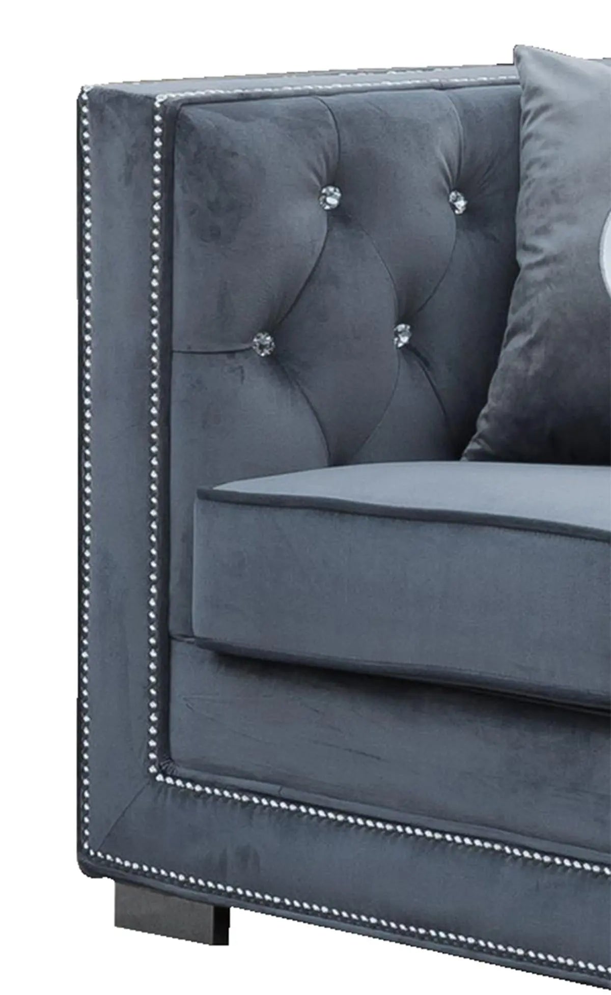 Zion Modern Style Gray Loveseat with Steel legs - Home Elegance USA