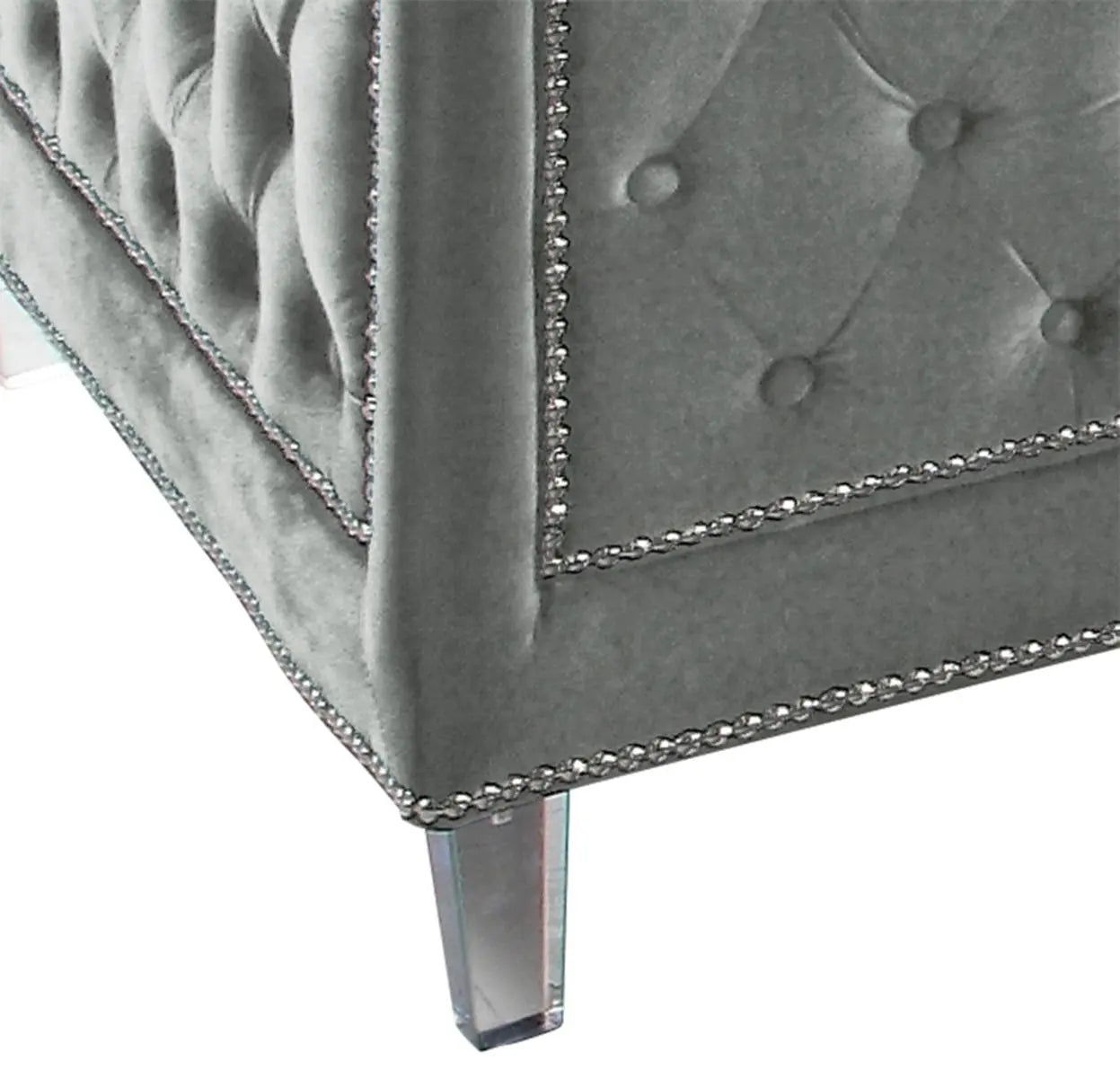 Kendel Silver Modern Style Gray Chair with Acrylic Legs - Home Elegance USA