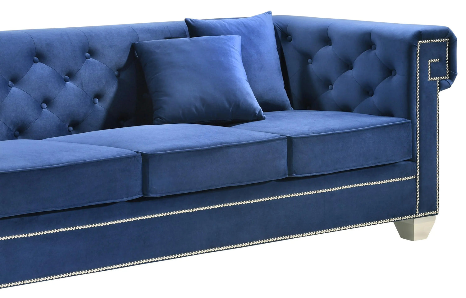 Clover Modern Style Blue Sofa with Steel Legs - Home Elegance USA