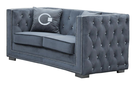 Zion Modern Style Gray Loveseat with Steel legs - Home Elegance USA