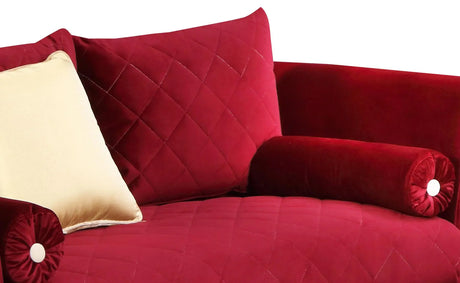 Ruby Modern Style Red Loveseat With Gold Finish | Cosmos