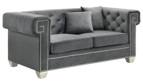 Clover Modern Style Gray Loveseat with Steel Legs - Home Elegance USA