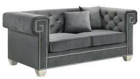 Clover Modern Style Gray Loveseat With Steel Legs | Cosmos