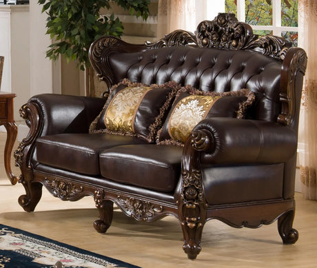 Vanessa Traditional Style Loveseat in Walnut finish Wood - Home Elegance USA