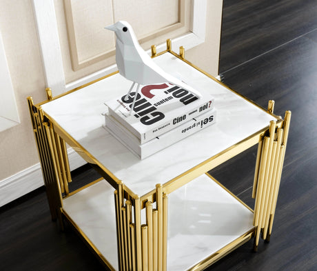 Jaden Modern Style Marble End Table With Metal Base | Cosmos