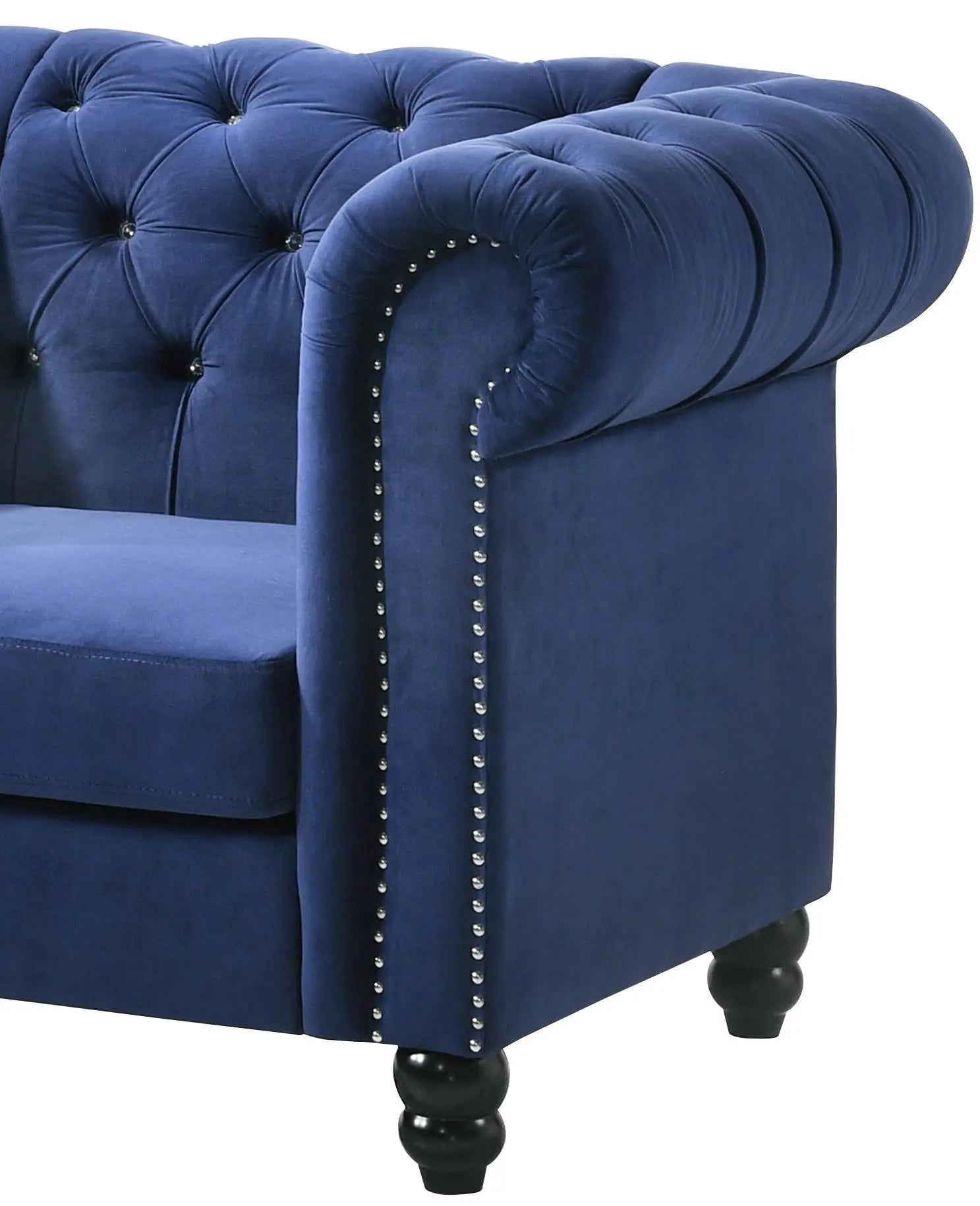 Maya Transitional Style Navy Chair with Espresso Legs - Home Elegance USA