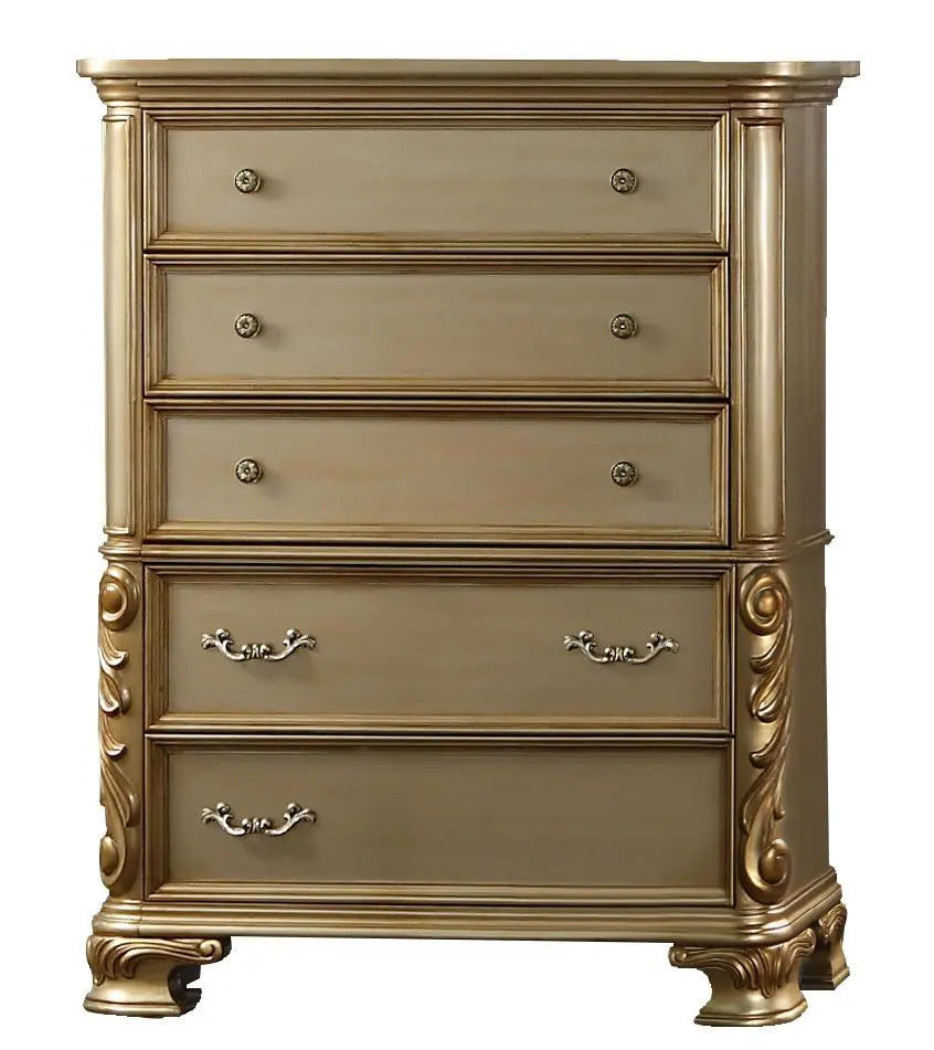 Miranda Transitional Style Chest in Gold finish Wood - Home Elegance USA