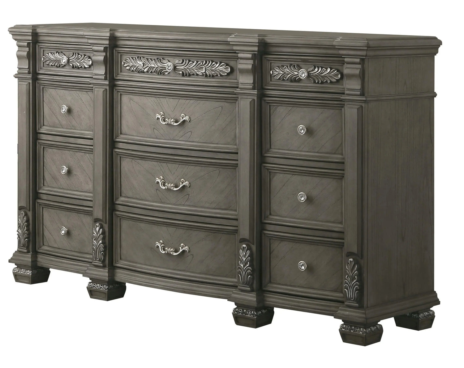 Silvy Transitional Style Dresser in Gray finish Wood - Home Elegance USA