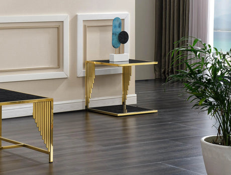 Kari Modern Style Marble End Table With Metal Base | Cosmos