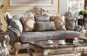 Oprah Traditional Style Sofa In Metallic Finish Wood | Cosmos