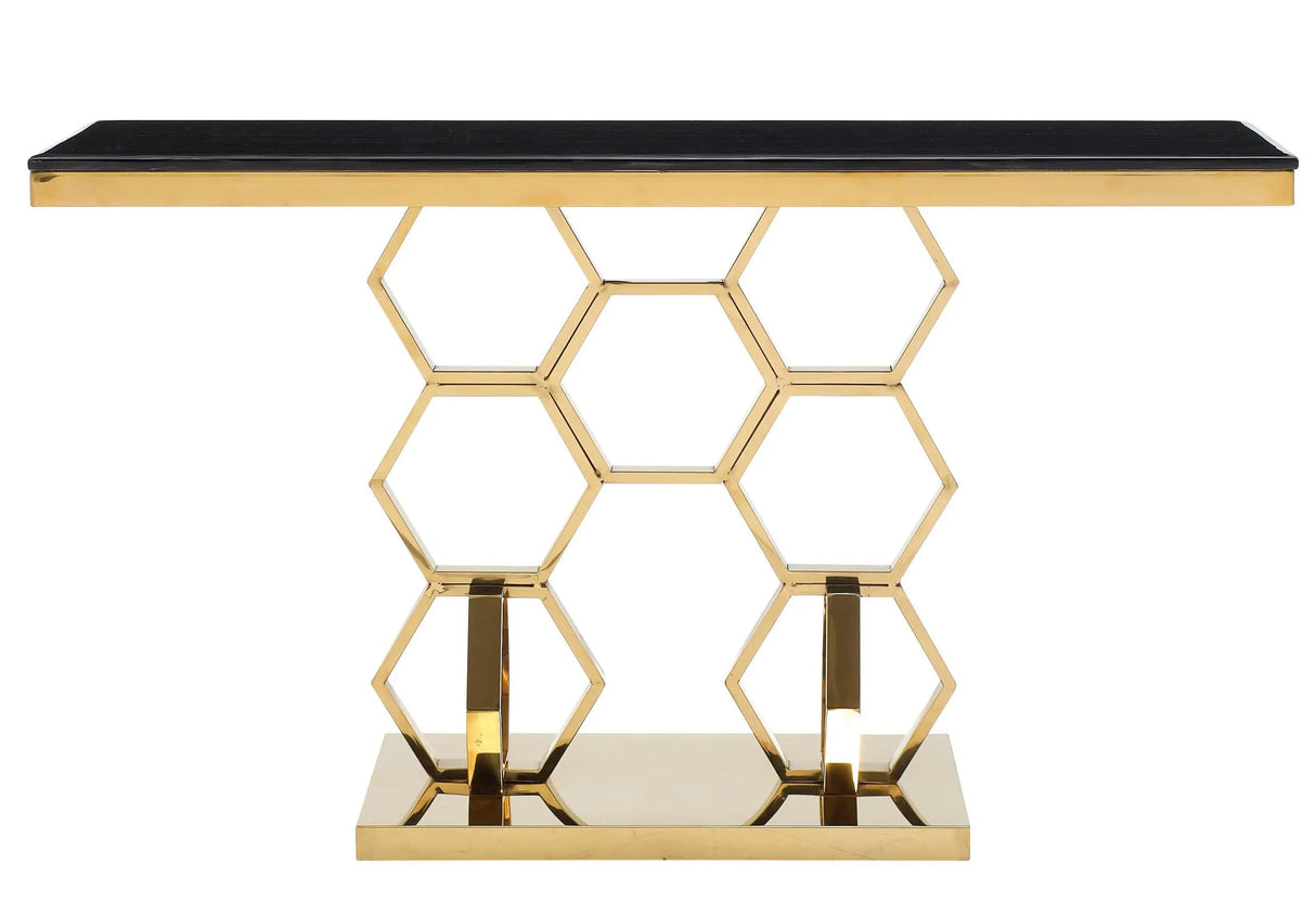 Hannah Modern Style Marble Console Table with Metal Base - Home Elegance USA