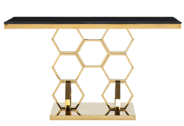 Hannah Modern Style Marble Console Table with Metal Base - Home Elegance USA