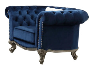 Mia Transitional Style Navy Chair With Silver Finish | Cosmos