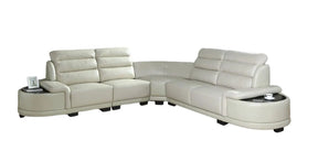 Orchid White Sectional In Faux Leather | Cosmos