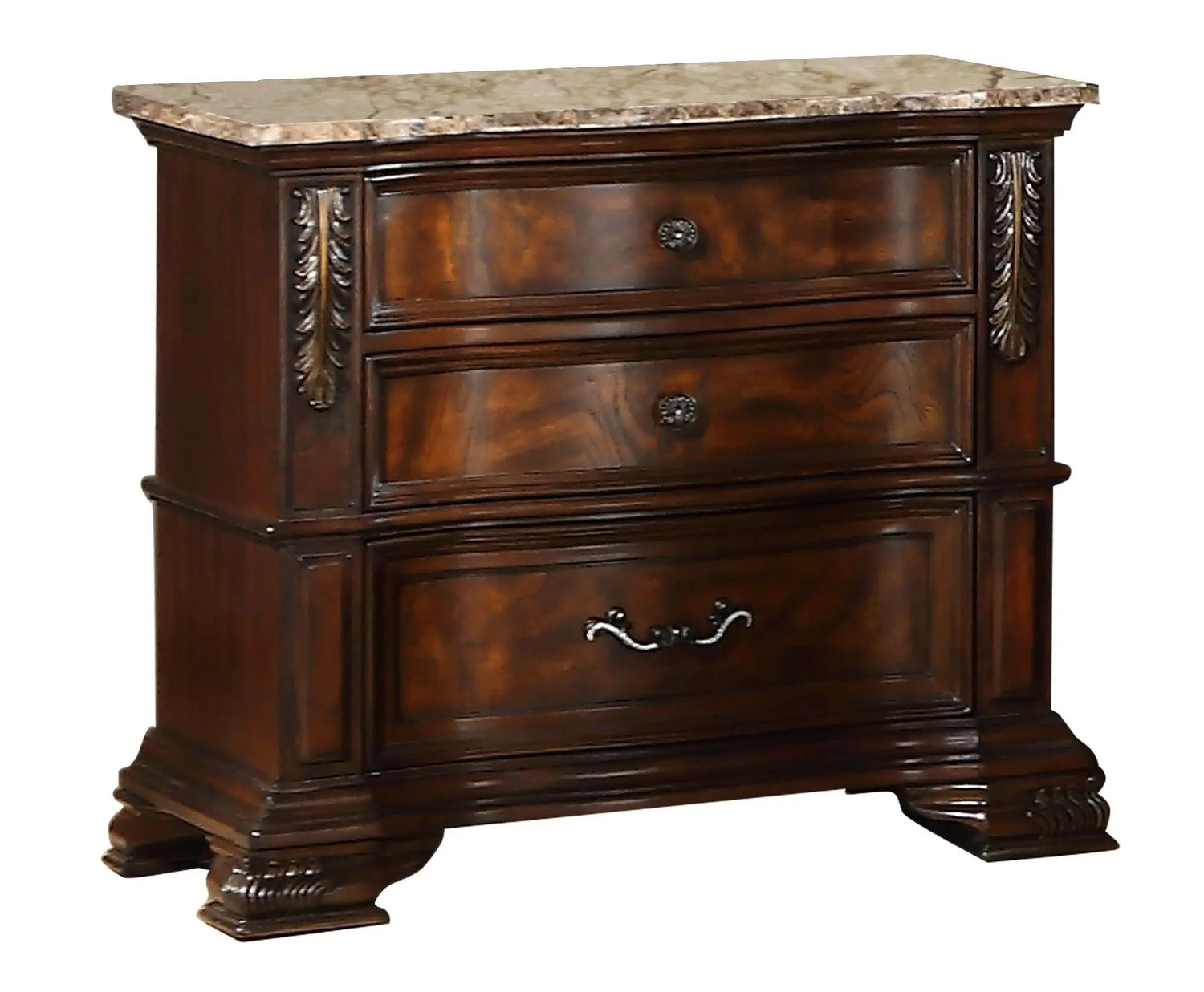 Santa Monica Traditional Style Nightstand in Cherry finish Wood - Home Elegance USA