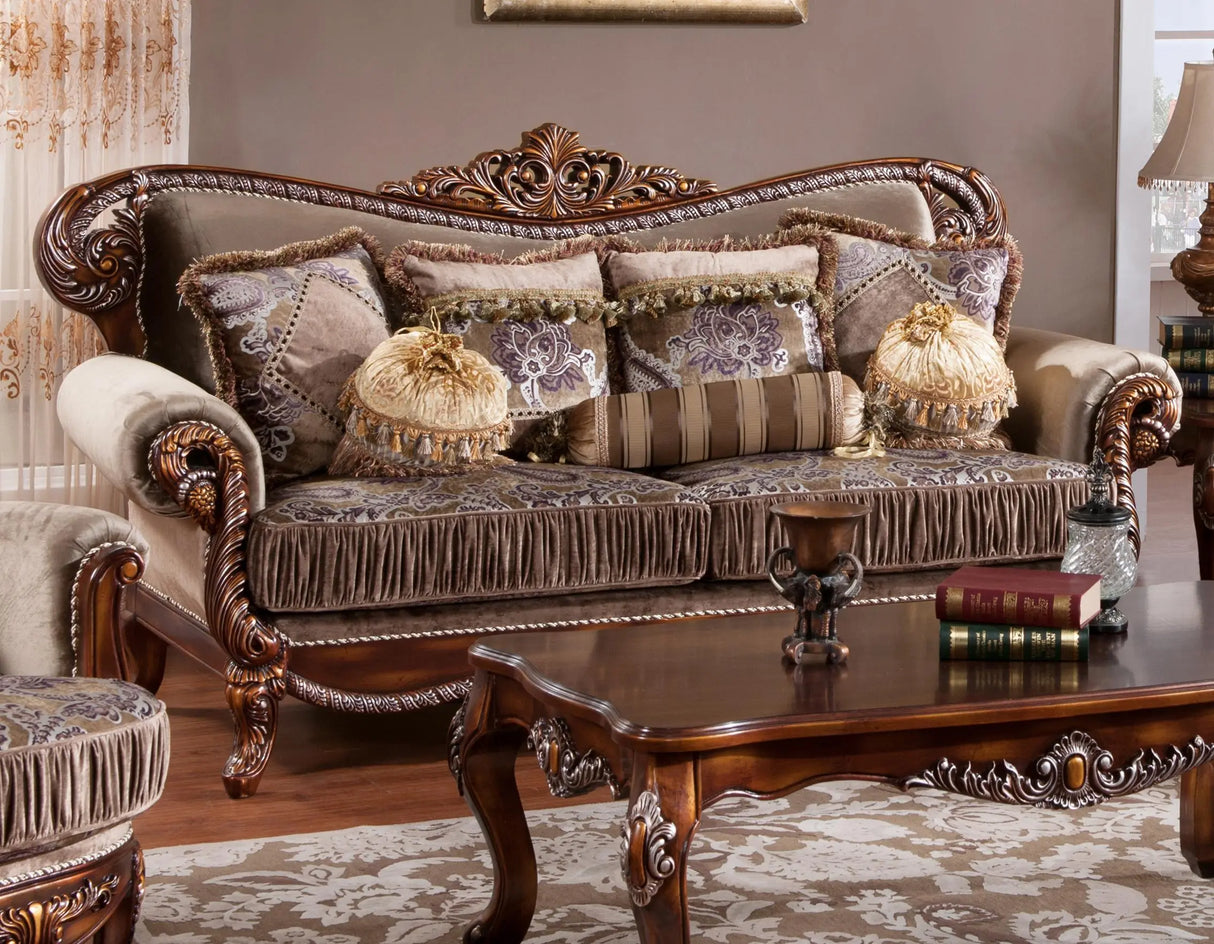 Janet Traditional Style Sofa in Cherry finish Wood - Home Elegance USA