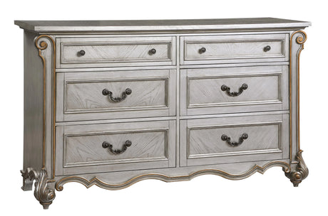 Melrose Transitional Style Dresser in Silver finish Wood - Home Elegance USA