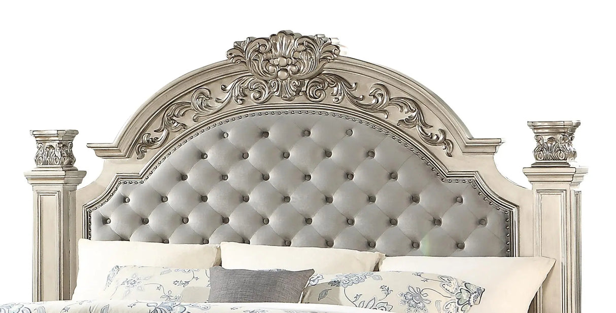 Platinum Traditional Style Queen Bed in Gold finish Wood - Home Elegance USA