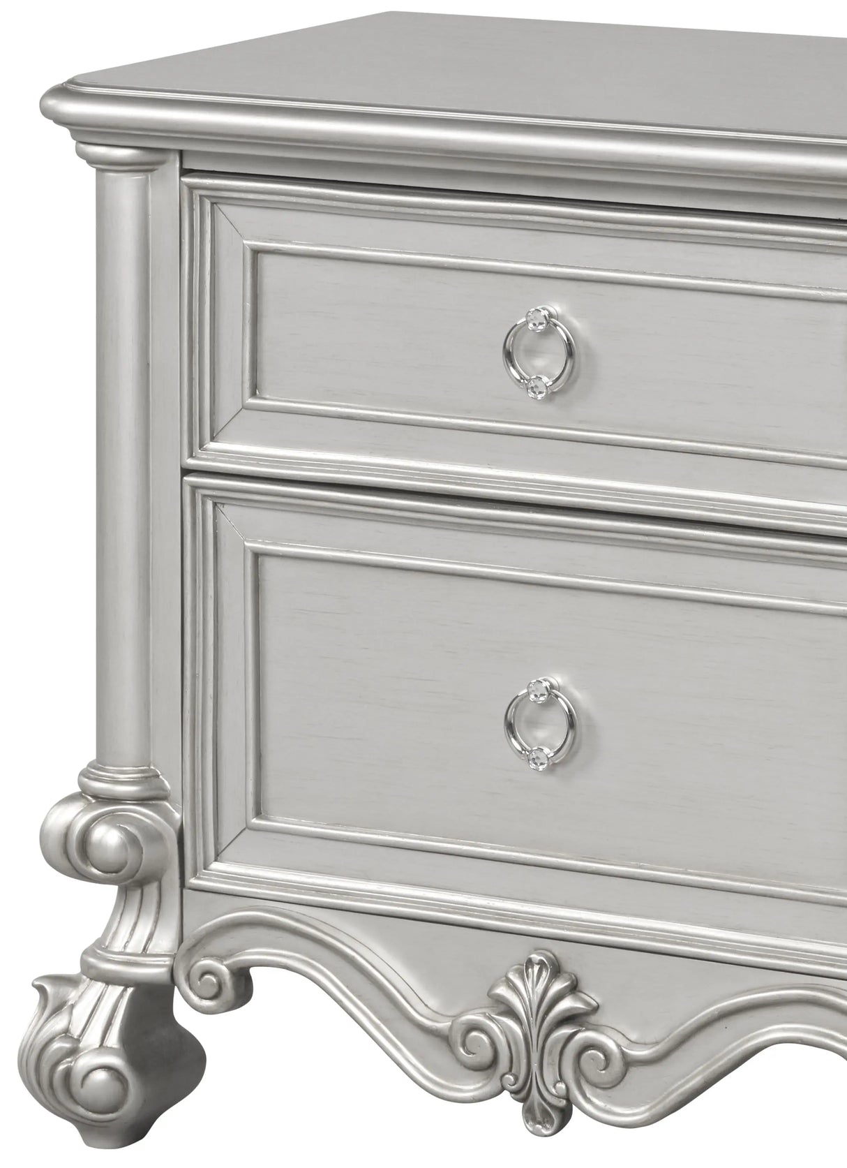 Adriana Transitional Style Nightstand in Silver finish Wood - Home Elegance USA