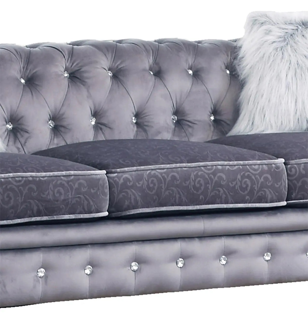 Sahara Modern Style Gray Sofa with Acrylic legs - Home Elegance USA