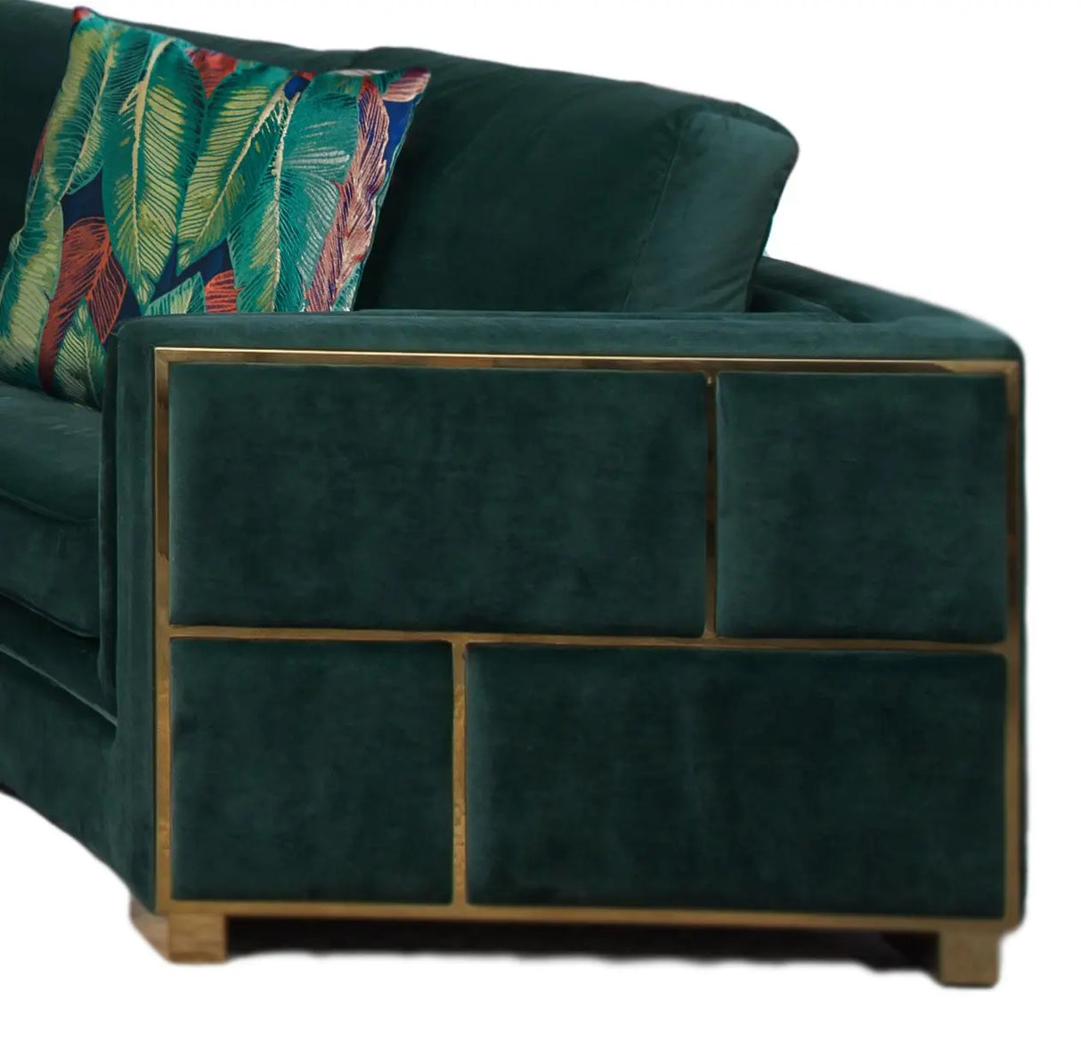 Marco Sectional in Green with Gold Finish - Home Elegance USA