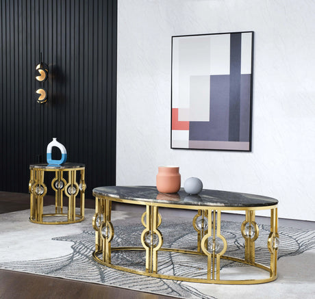 Fallon Modern Style Marble End Table With Metal Base | Cosmos