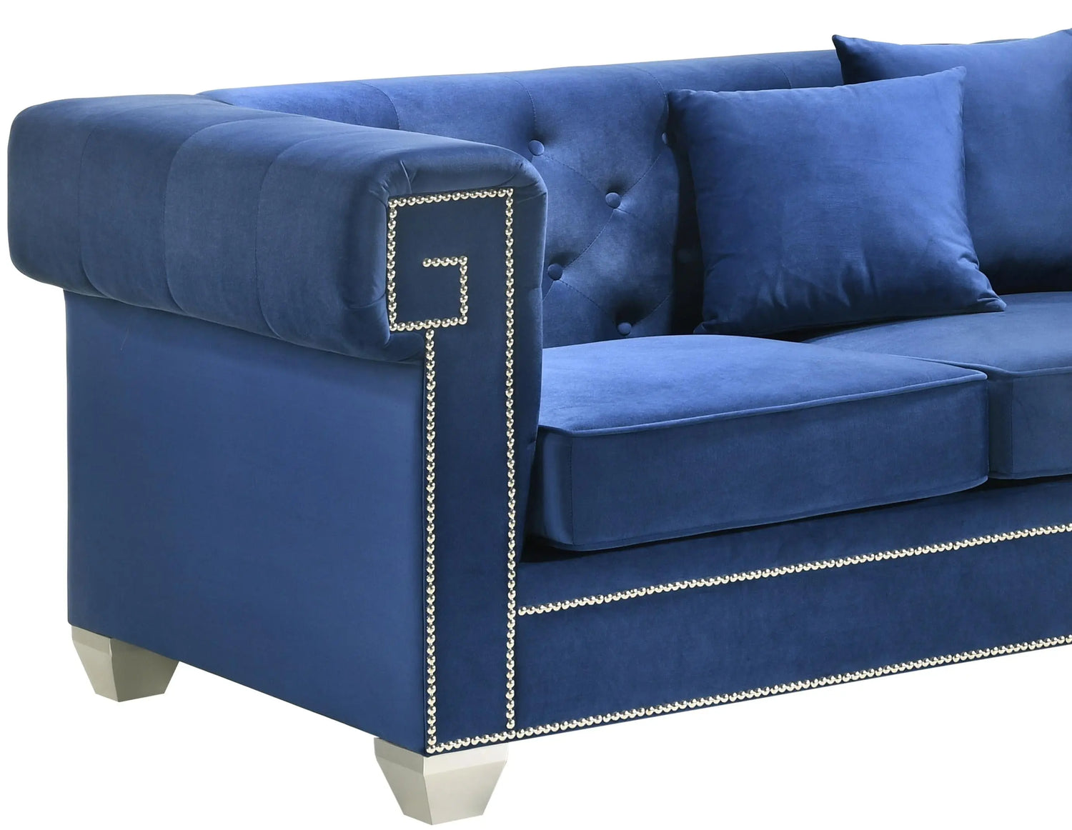Clover Modern Style Blue Loveseat with Steel Legs - Home Elegance USA