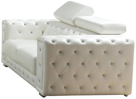 Charlise Modern Style White Loveseat in Faux Leather - Home Elegance USA