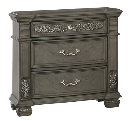 Silvy Transitional Style Nightstand in Gray finish Wood - Home Elegance USA
