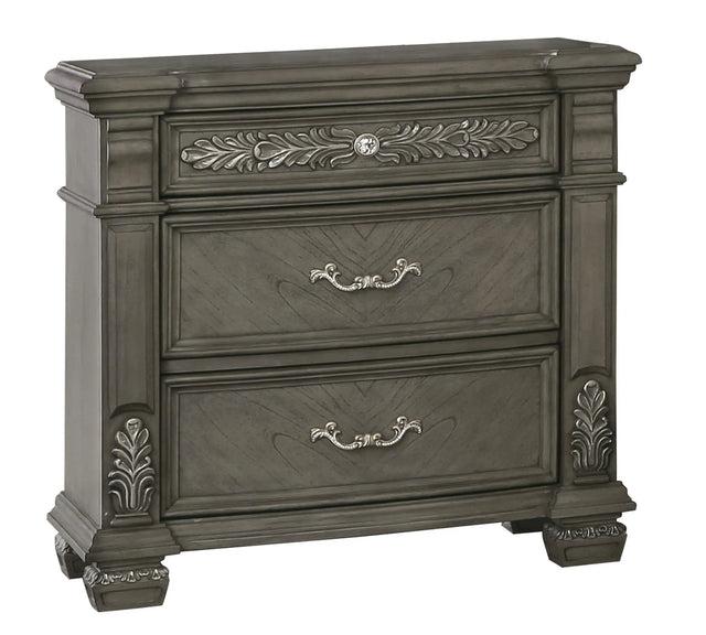 Silvy Transitional Style Nightstand in Gray finish Wood - Home Elegance USA