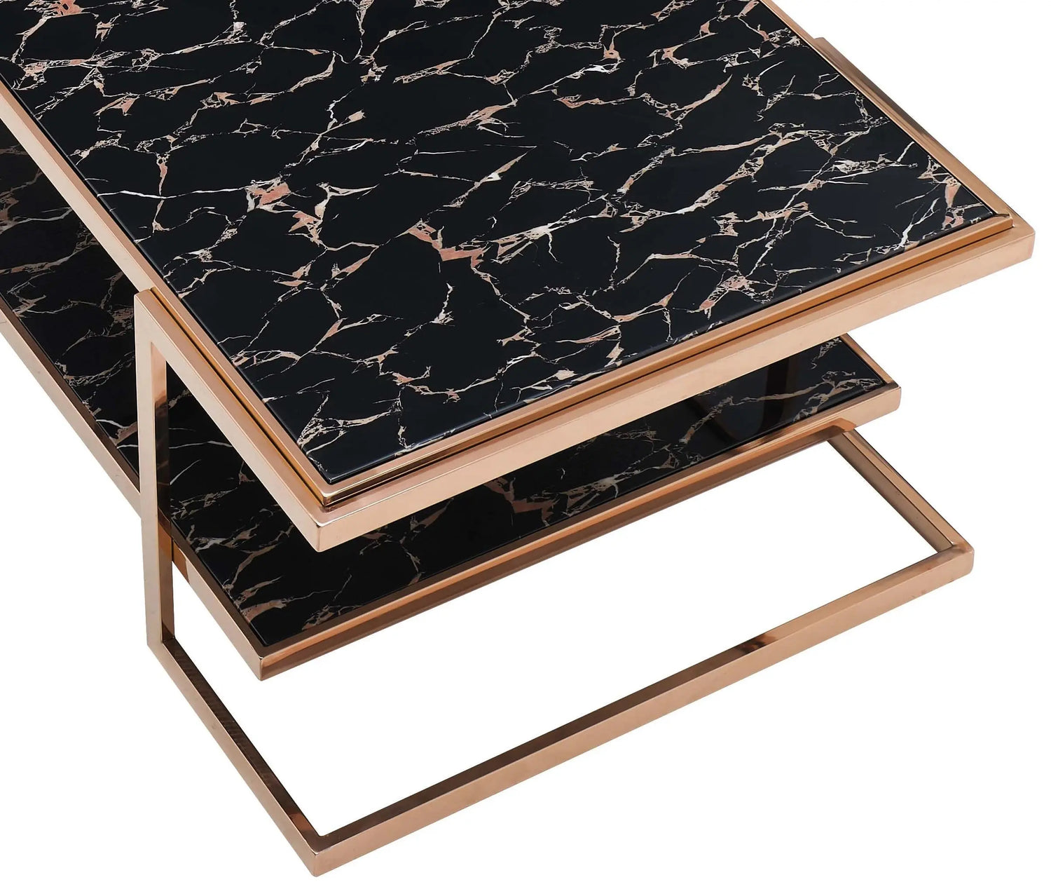 Tahira Modern Style Marble Coffee Table with Metal Base - Home Elegance USA