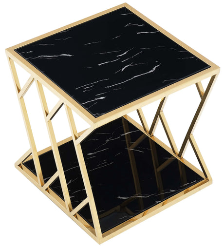 Julie Modern Style Marble End Table With Metal Base | Cosmos