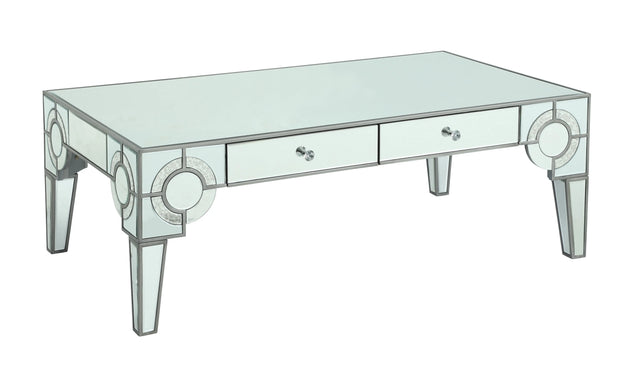 Zoe Modern Style Glass Coffee Table with Silver fiinish - Home Elegance USA