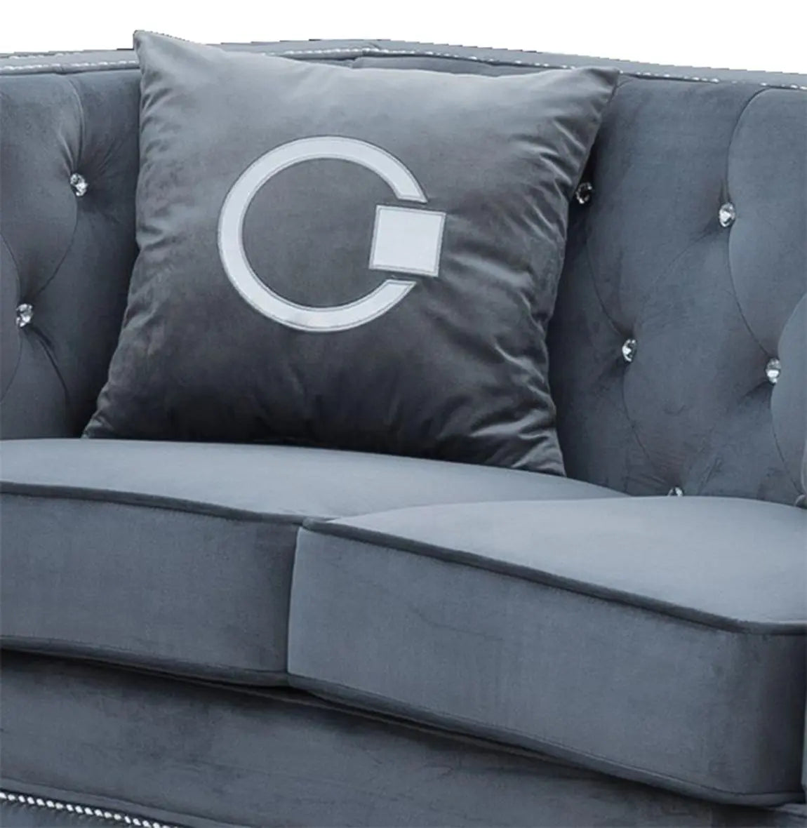 Zion Modern Style Gray Loveseat with Steel legs - Home Elegance USA