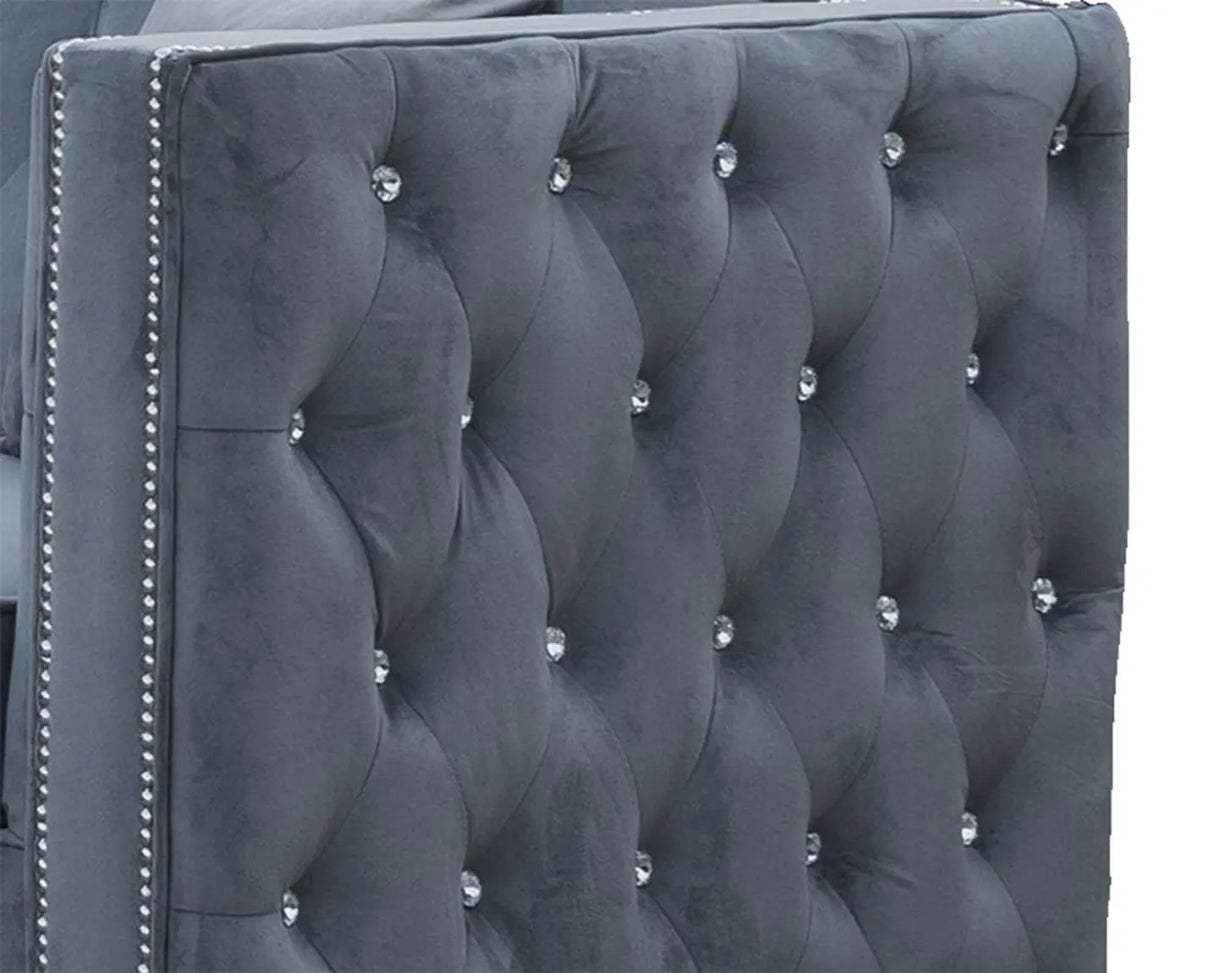 Zion Modern Style Gray Loveseat with Steel legs - Home Elegance USA