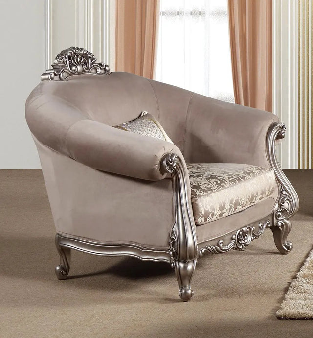 Cristina Traditional Style Chair in Silver finish Wood - Home Elegance USA