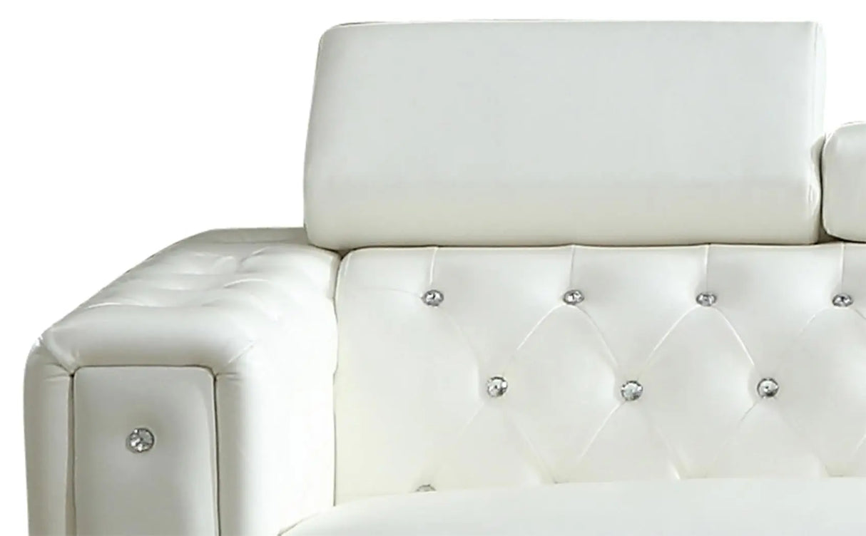Charlise Modern Style White Sofa in Faux Leather - Home Elegance USA