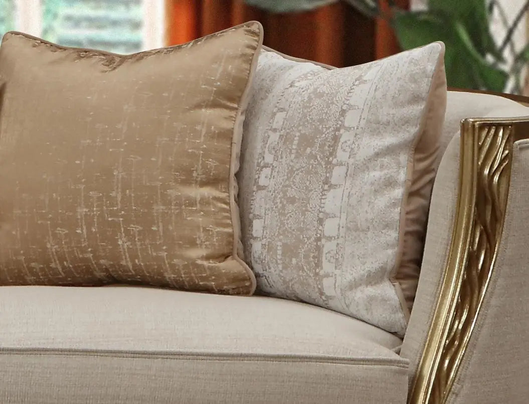 Cora Modern Style Beige Loveseat in Gold finish - Home Elegance USA
