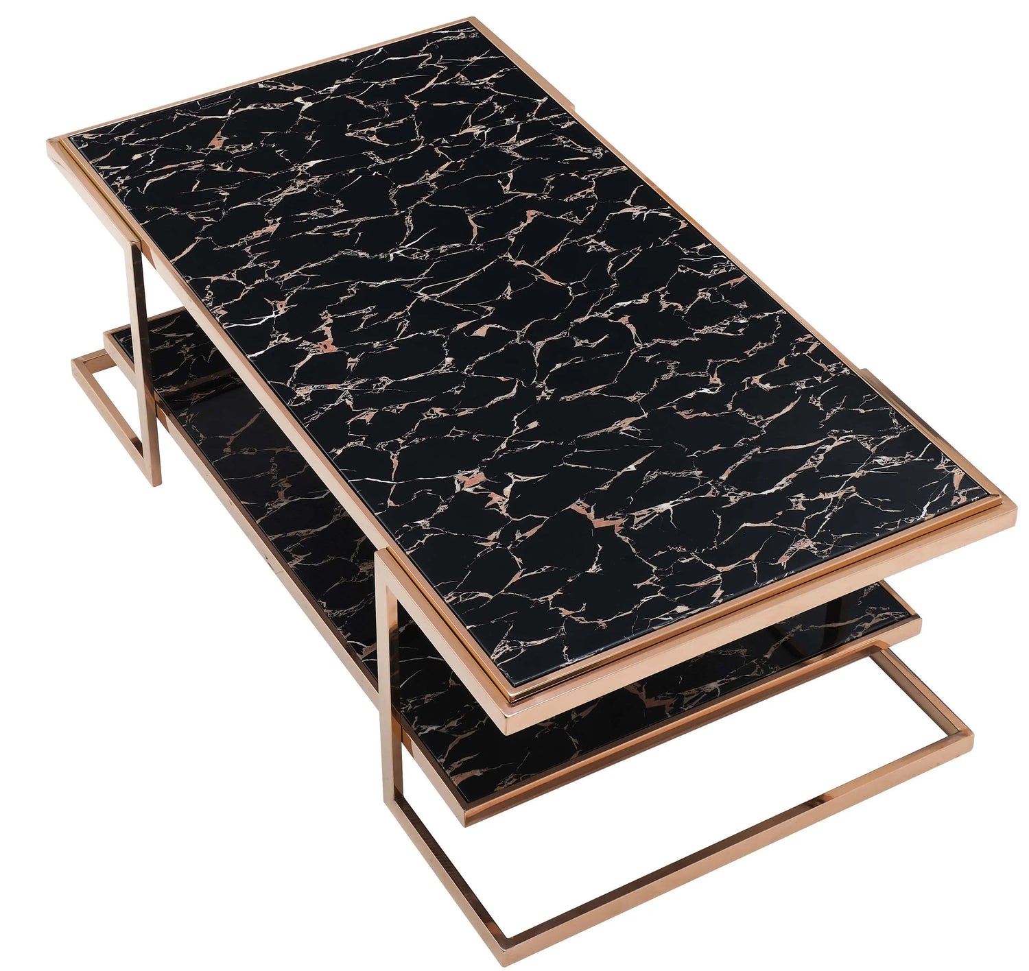 Tahira Modern Style Marble Coffee Table with Metal Base - Home Elegance USA