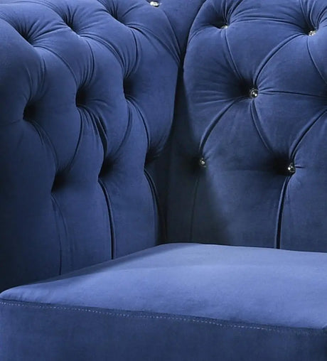 Maya Transitional Style Navy Chair With Espresso Legs | Cosmos