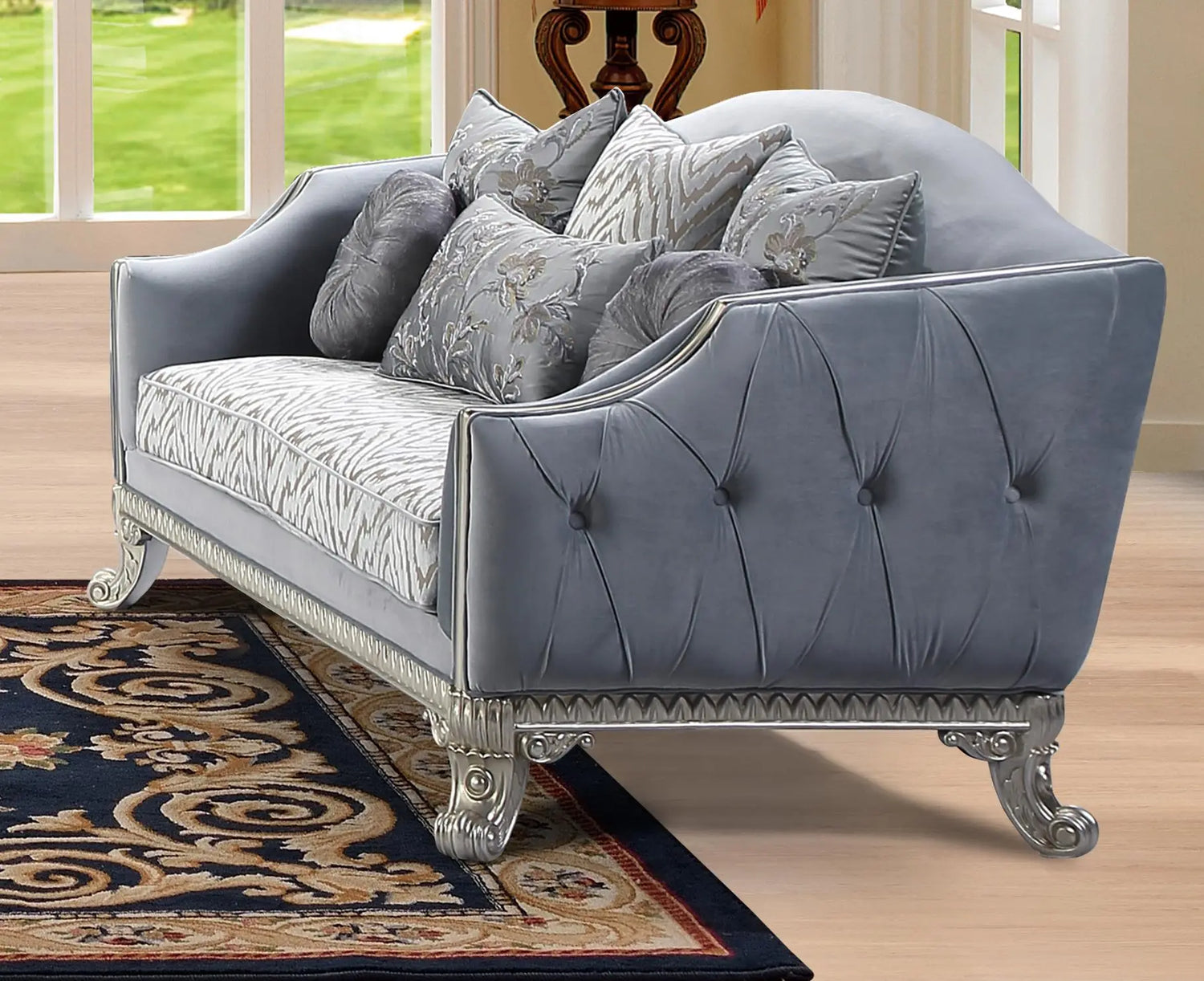 Venus Transitional Style Loveseat in Silver finish Wood - Home Elegance USA
