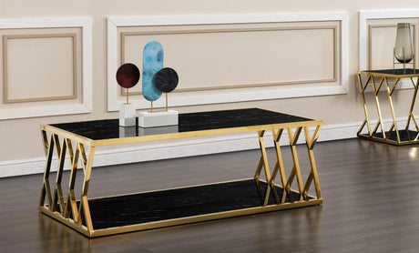 Leah Modern Style Marble Coffee Table With Metal Base | Cosmos