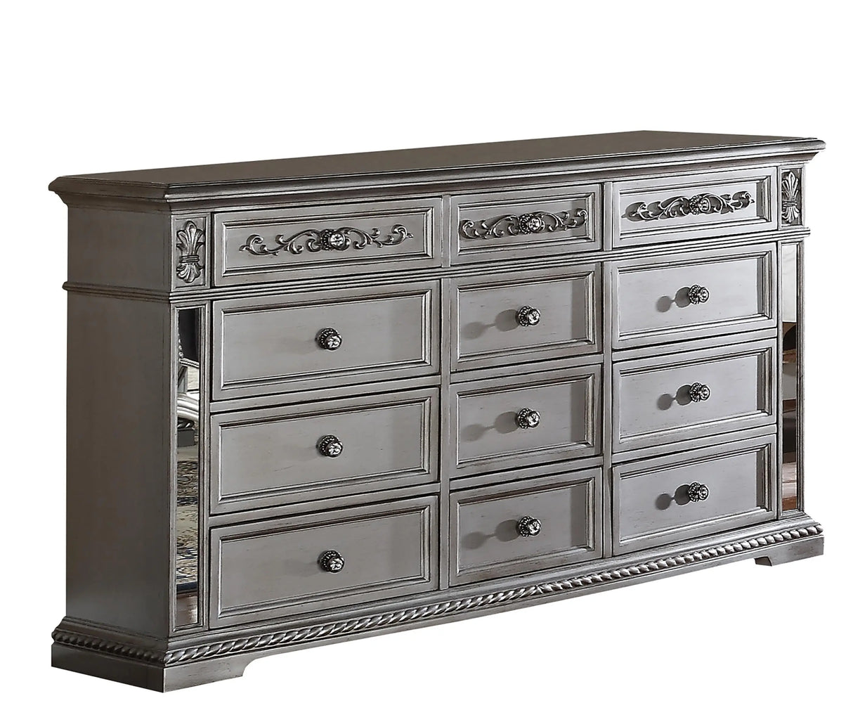 Pamela Transitional Style Dresser in Silver finish Wood - Home Elegance USA