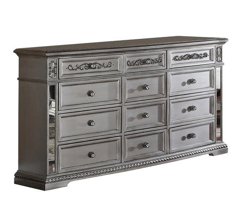 Pamela Transitional Style Dresser in Silver finish Wood - Home Elegance USA