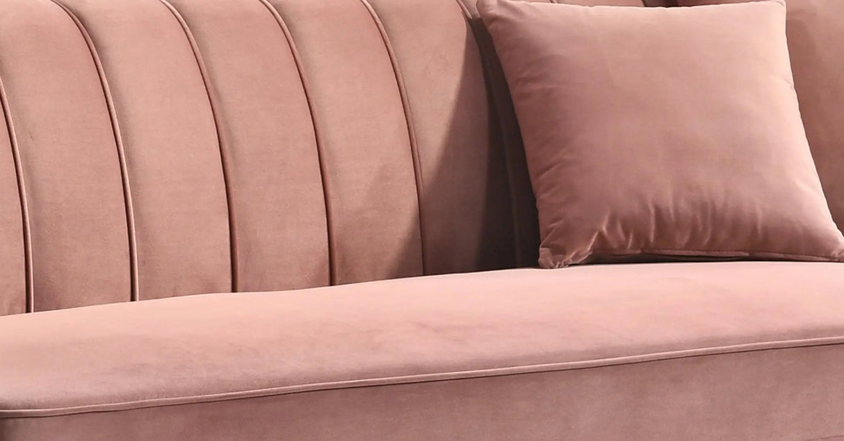 Lexington Transitional Style Coral Sofa with Gold Finish - Home Elegance USA